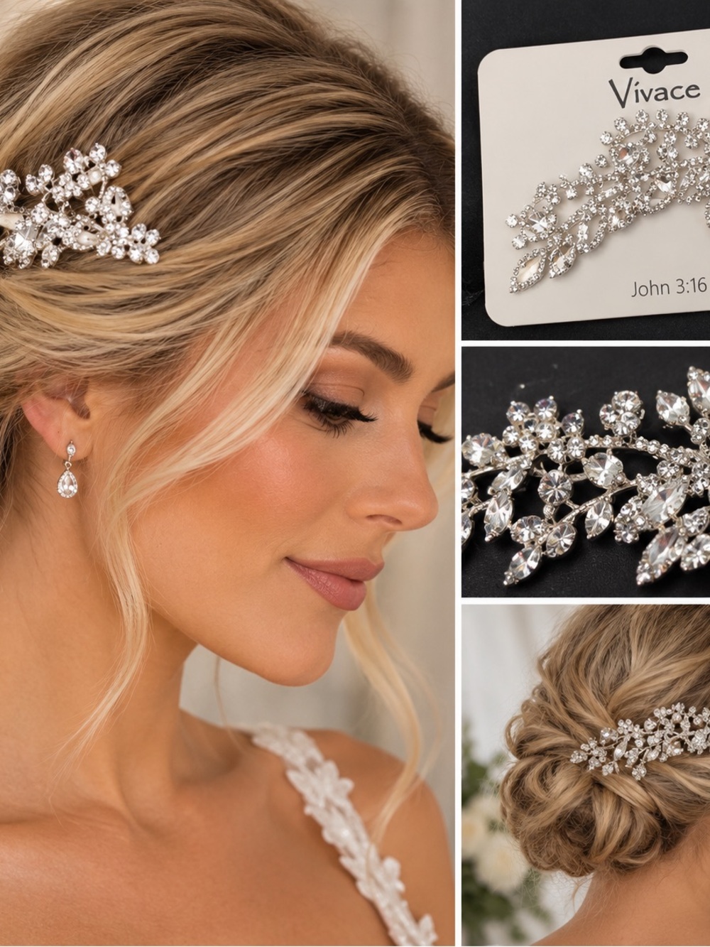Silver Crystal Bridal Hair Comb